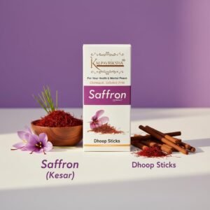 Kalpavrikshadhoop Saffron Dhoop Sticks – Natural Kesar Incense for Puja, Meditation & Relaxation – Premium Aroma – 50 Sticks – No Bamboo Core